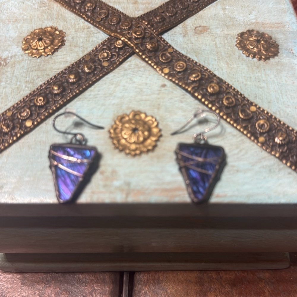 🌸4 for $10 Purple & Blue Stone Dangle Earrings